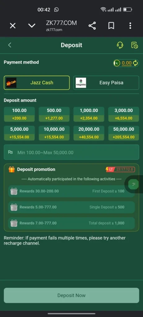 ZK777 Game Easypaisa