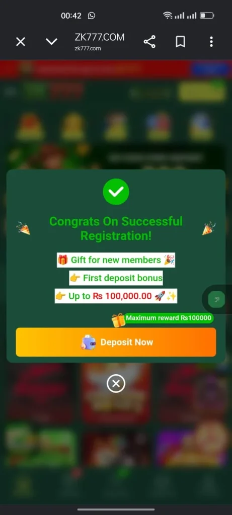 ZK777 Game Welcome bonus